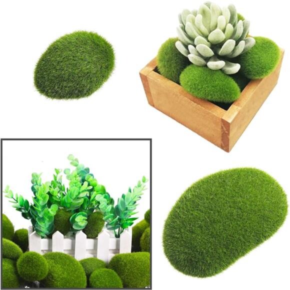 25 PCS 2 Size Artificial Moss Rocks Decorative,Green Moss Balls, Fake Moss Decor - Picture 7 of 8